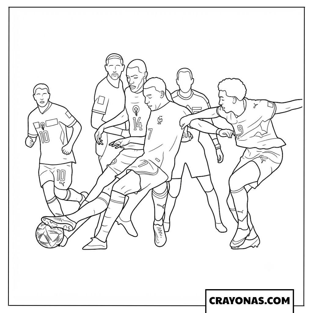 Kylian Mbappe Shooting Under Pressure Coloring Page