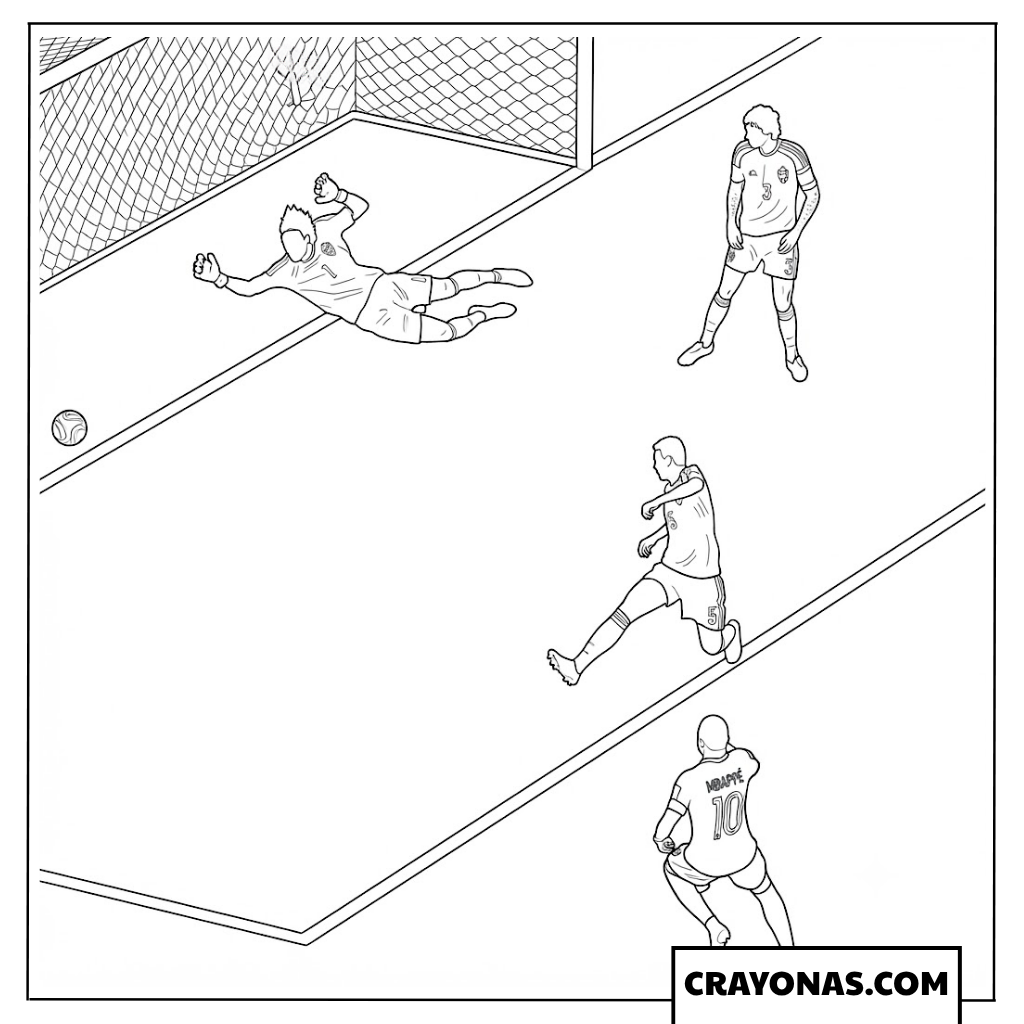 Kylian Mbappe Third Goal Celebration Coloring Page