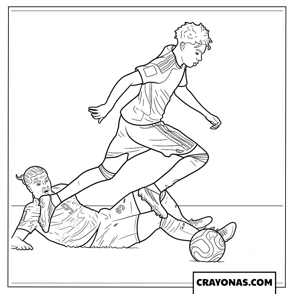 Lamine Yamal Avoiding Tackle Coloring Page