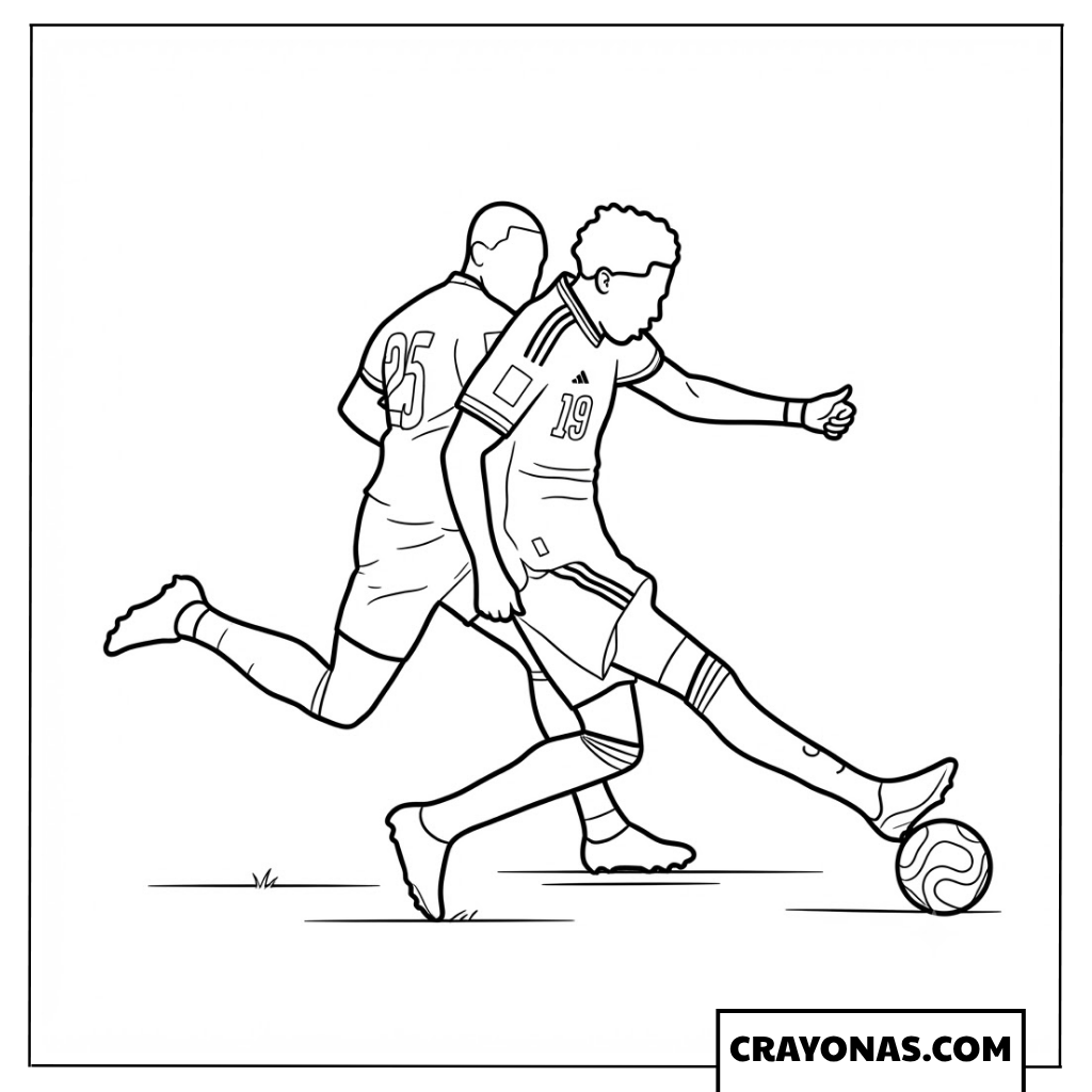 Lamine Yamal vs Nuno Mendes Duel Coloring Page