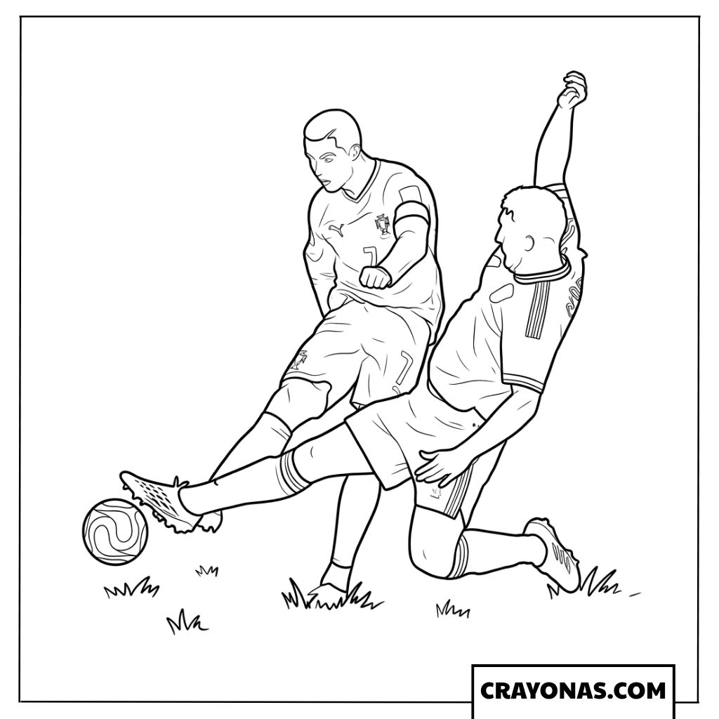 Laporte Sliding Tackle on Ronaldo Coloring Page