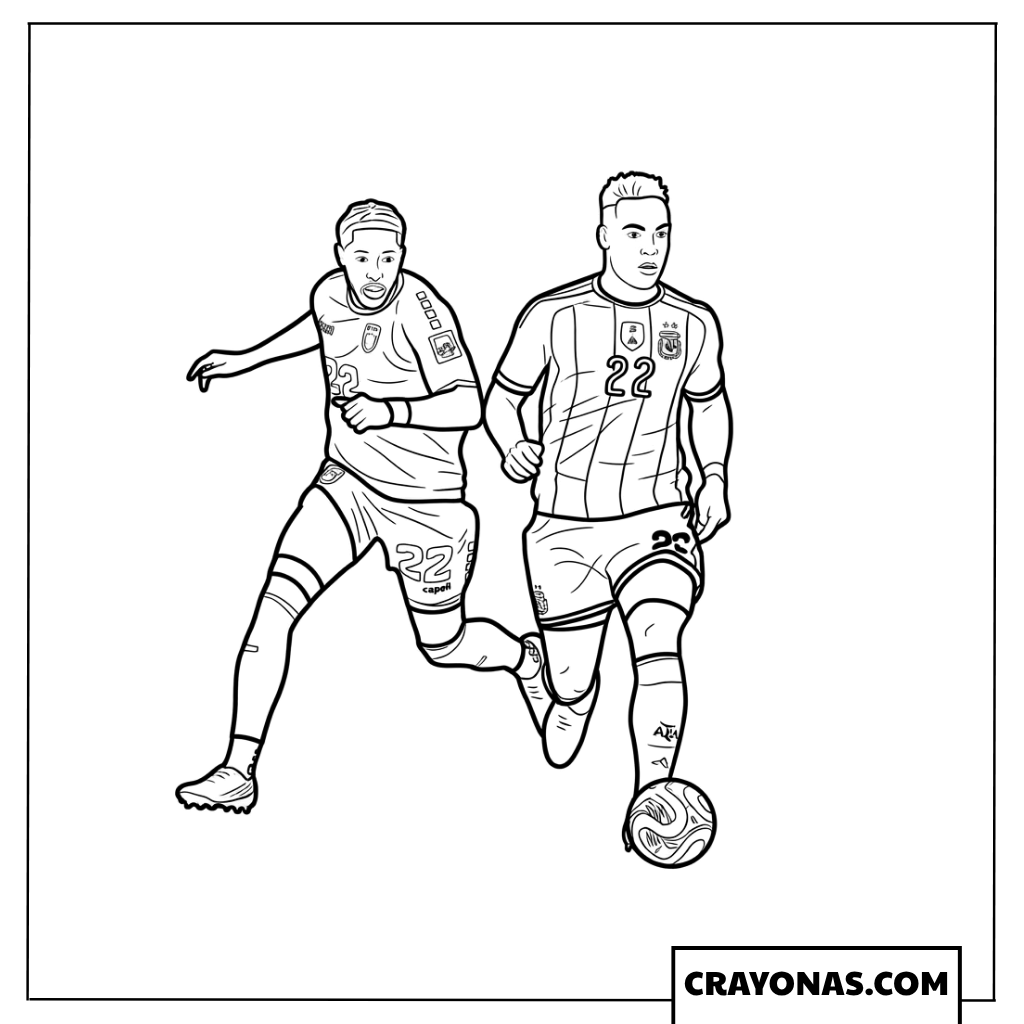 Lautaro Martinez Dribbling Coloring Page