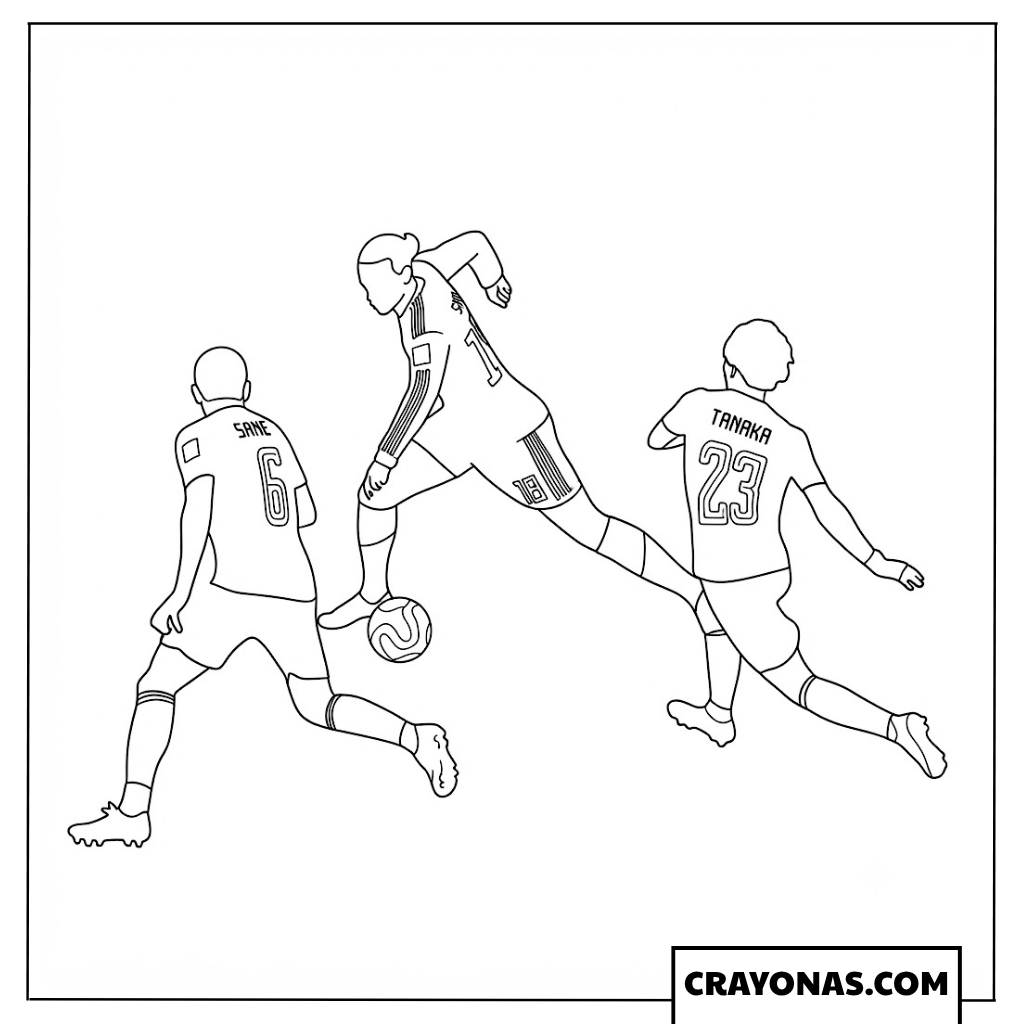Leroy Sane vs Junior Alonso and Galarza Coloring Page