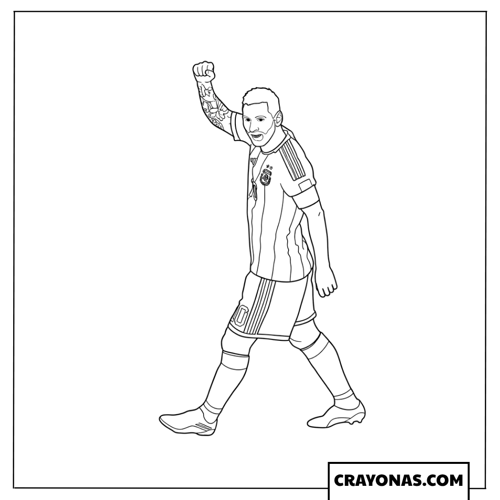 Lionel Messi Fist Pump Celebration Coloring Page