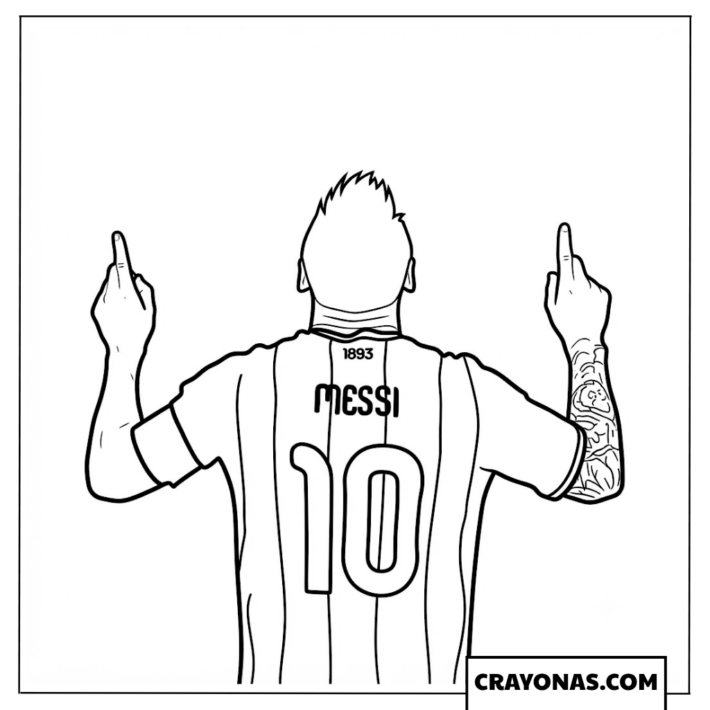 Lionel Messi Iconic Two-Finger Celebration Coloring Page