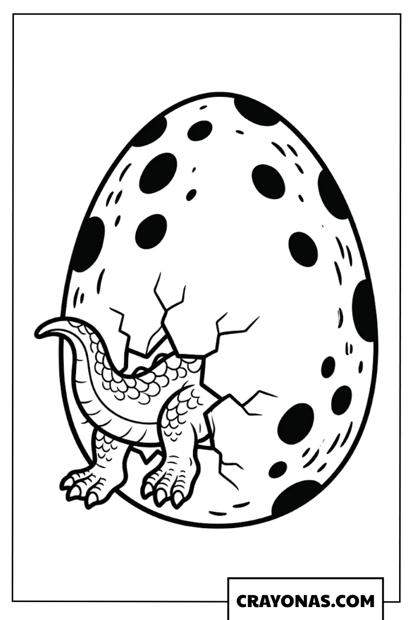 Little Dinosaur Tail and Legs Breaking Out of Egg Coloring Page