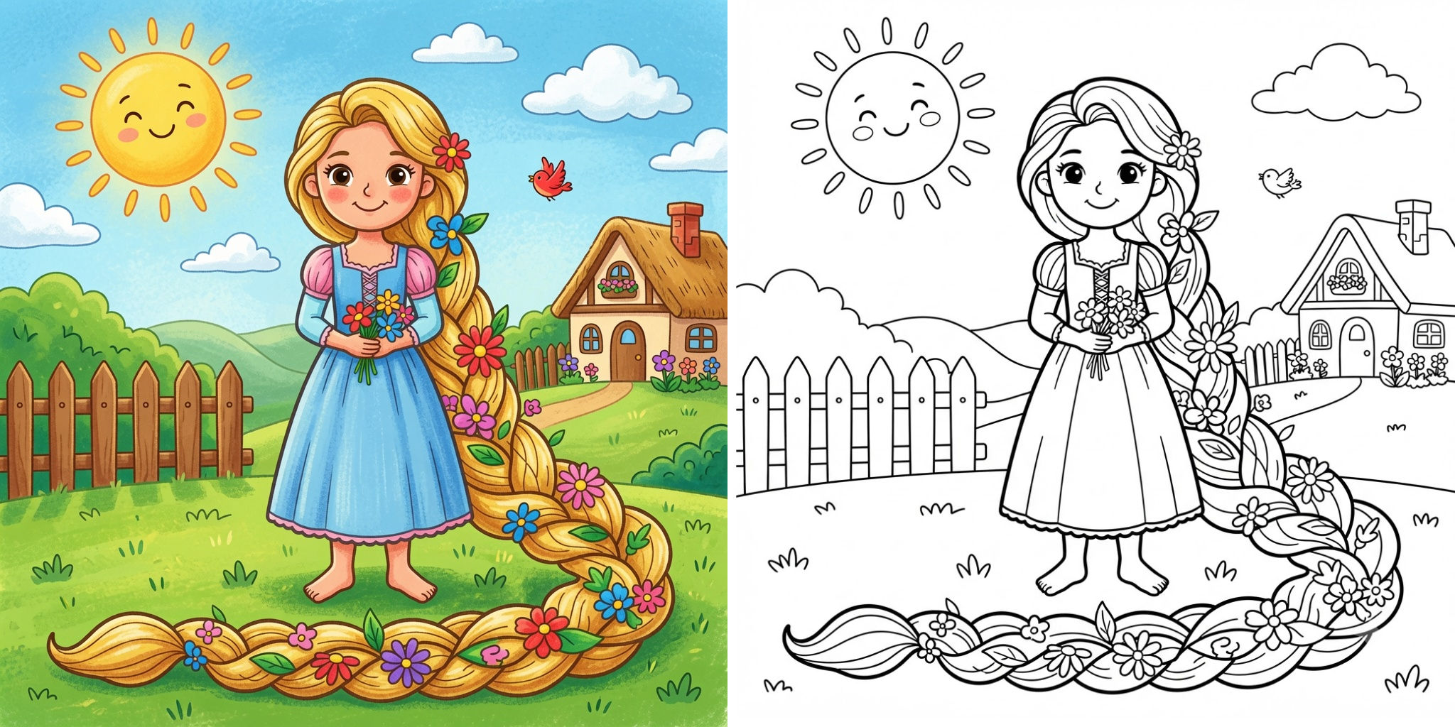 Long Hair Girl Coloring Pages ft - 6
