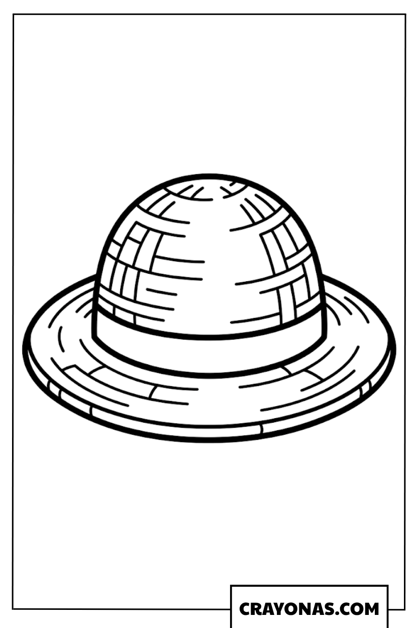 Luffy Straw Hat Outline For Beginners Coloring Page