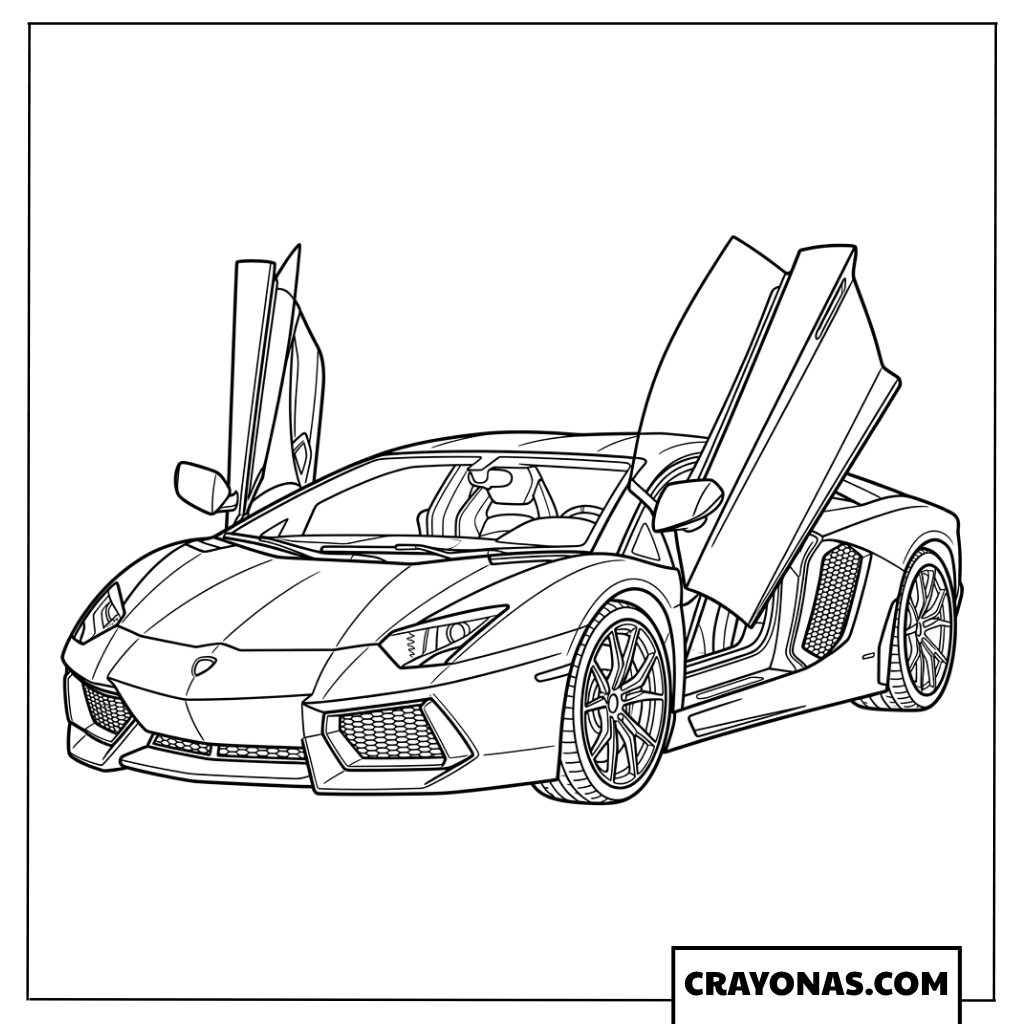 Luxury Lamborghini Supercar with Scissor Doors Coloring Page