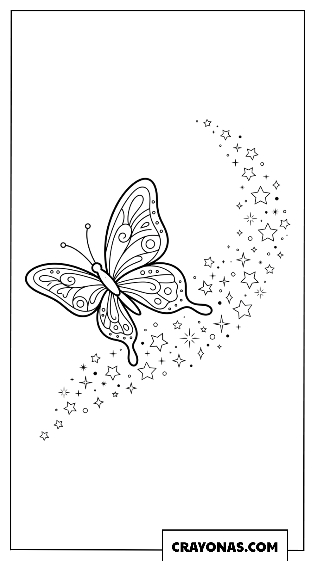 Magical Butterfly Leaving a Trail of Twinkling Stars Coloring Page