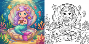 Mermaid Coloring Pages ft - 1