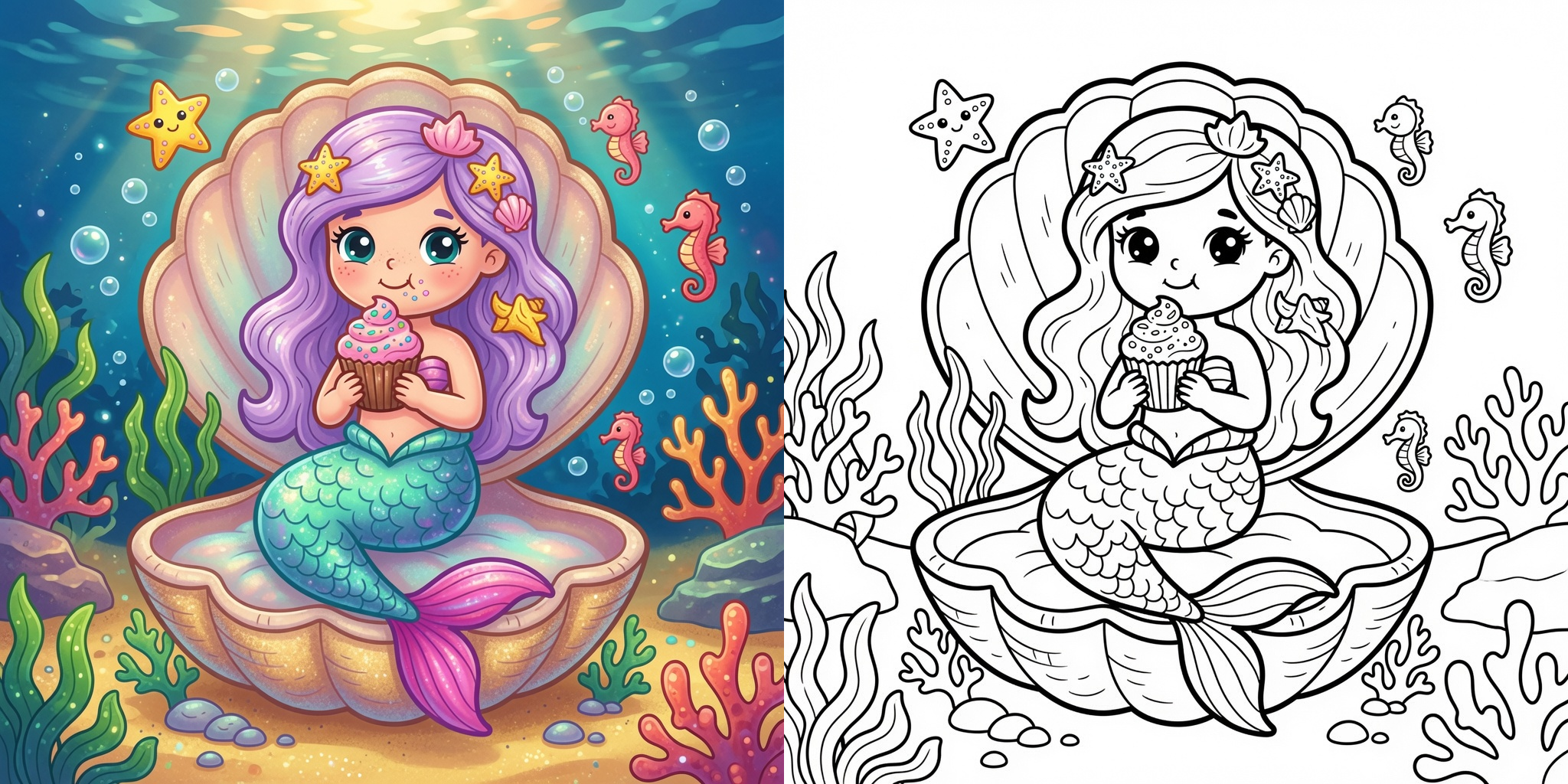 Mermaid Coloring Pages ft - 1