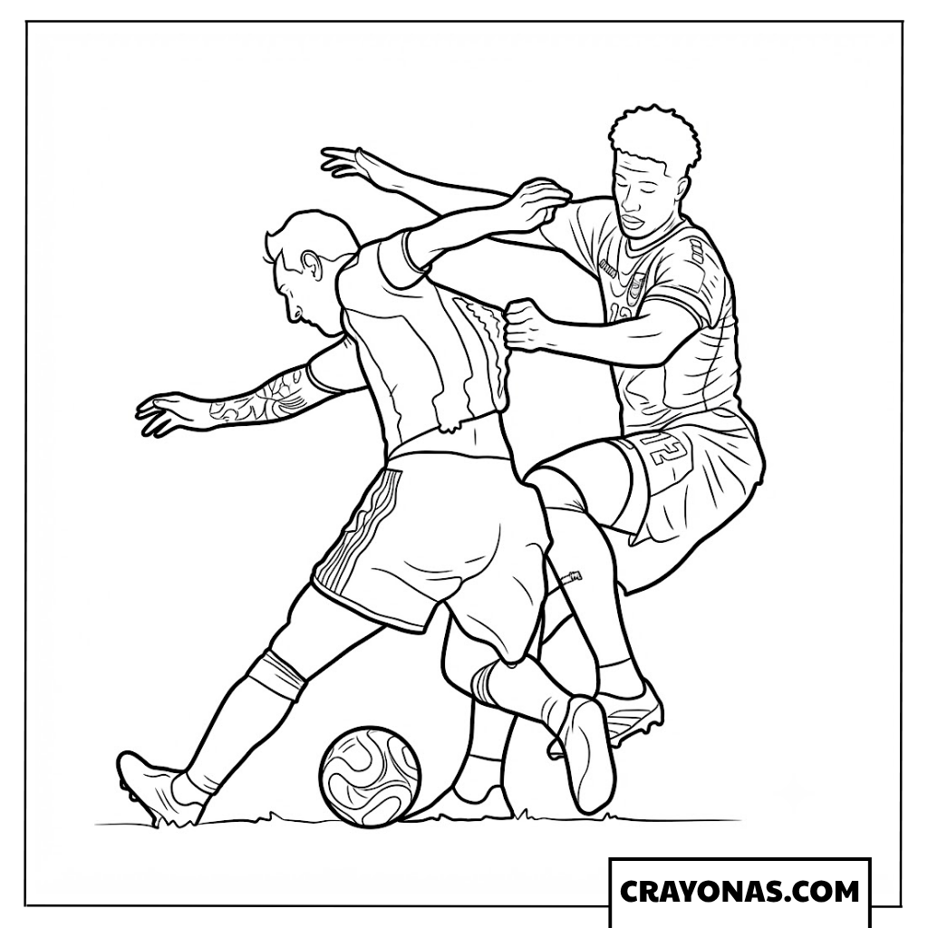 Messi Being Fouled Coloring Page