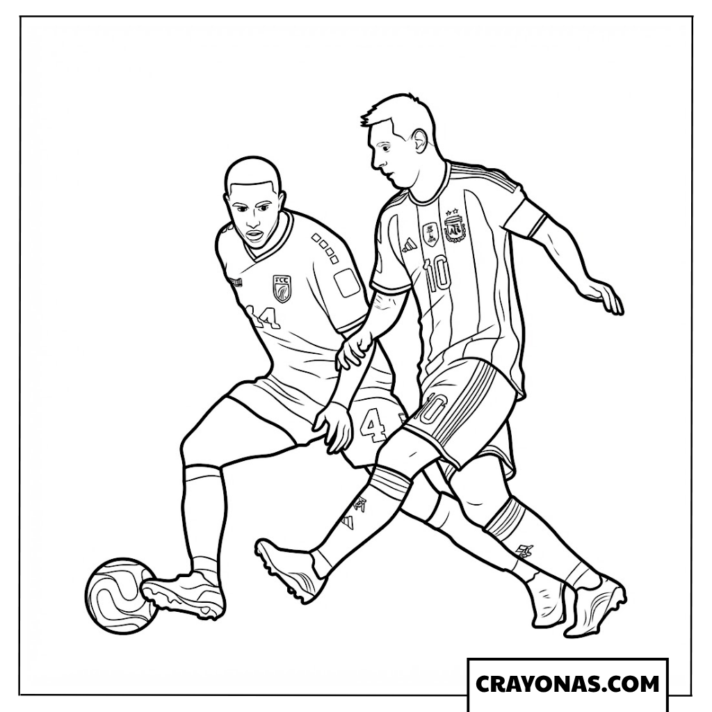 Messi Shielding the Ball Coloring Page