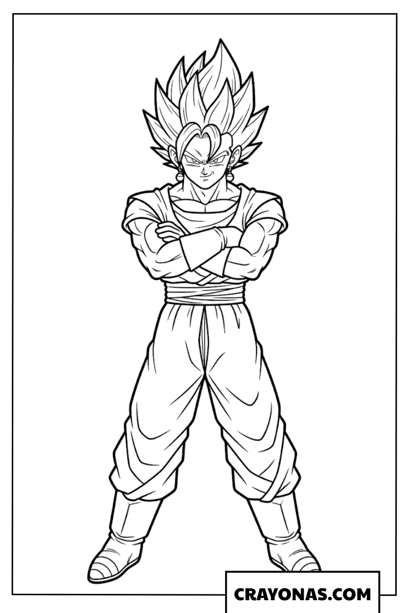 Mighty Vegito Potara Fusion Warrior Standing Tall Coloring Page