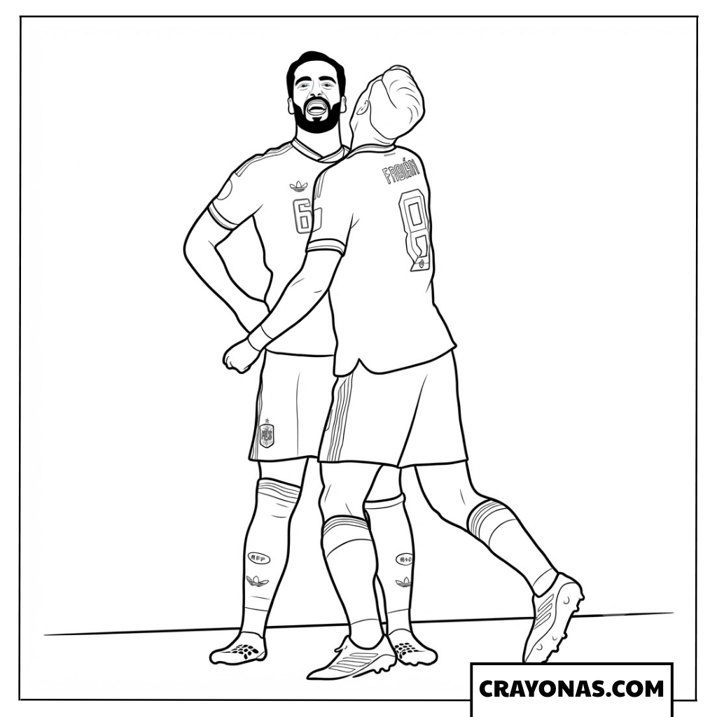 Mikel Merino Celebration with Fabian Ruiz Coloring Page