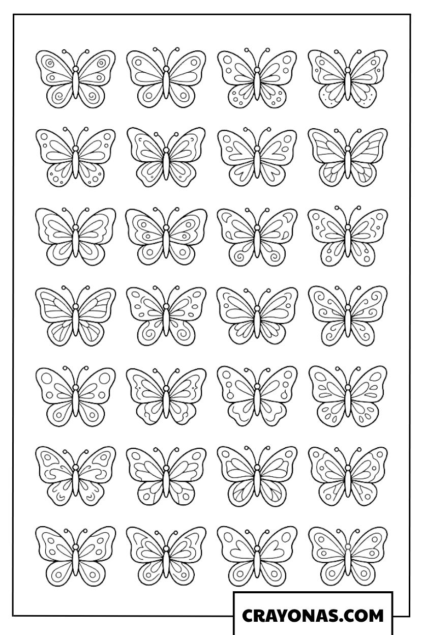 Mini Butterfly Patterns Craft Cutout Sheet Coloring Page