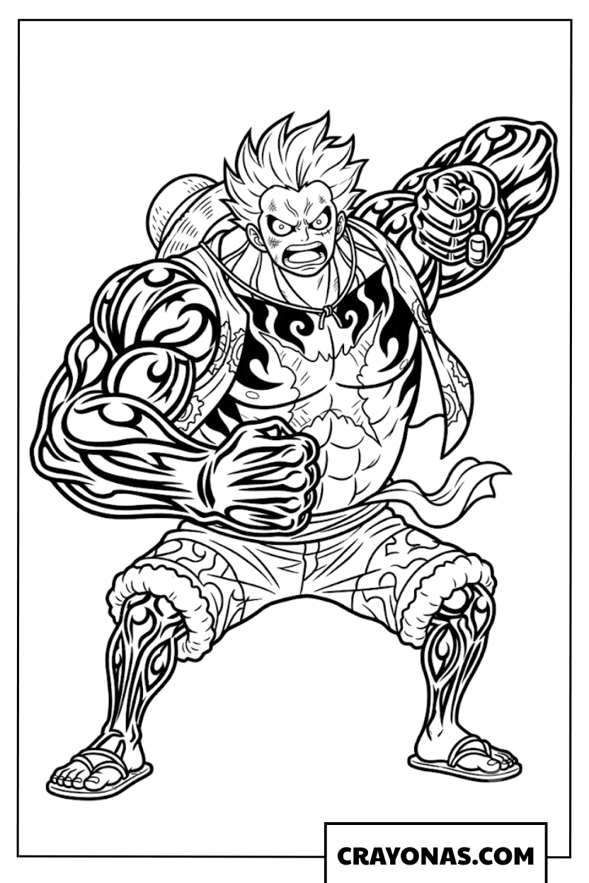 Monkey D Luffy Gear 4 Boundman Powerful Stance Coloring Page