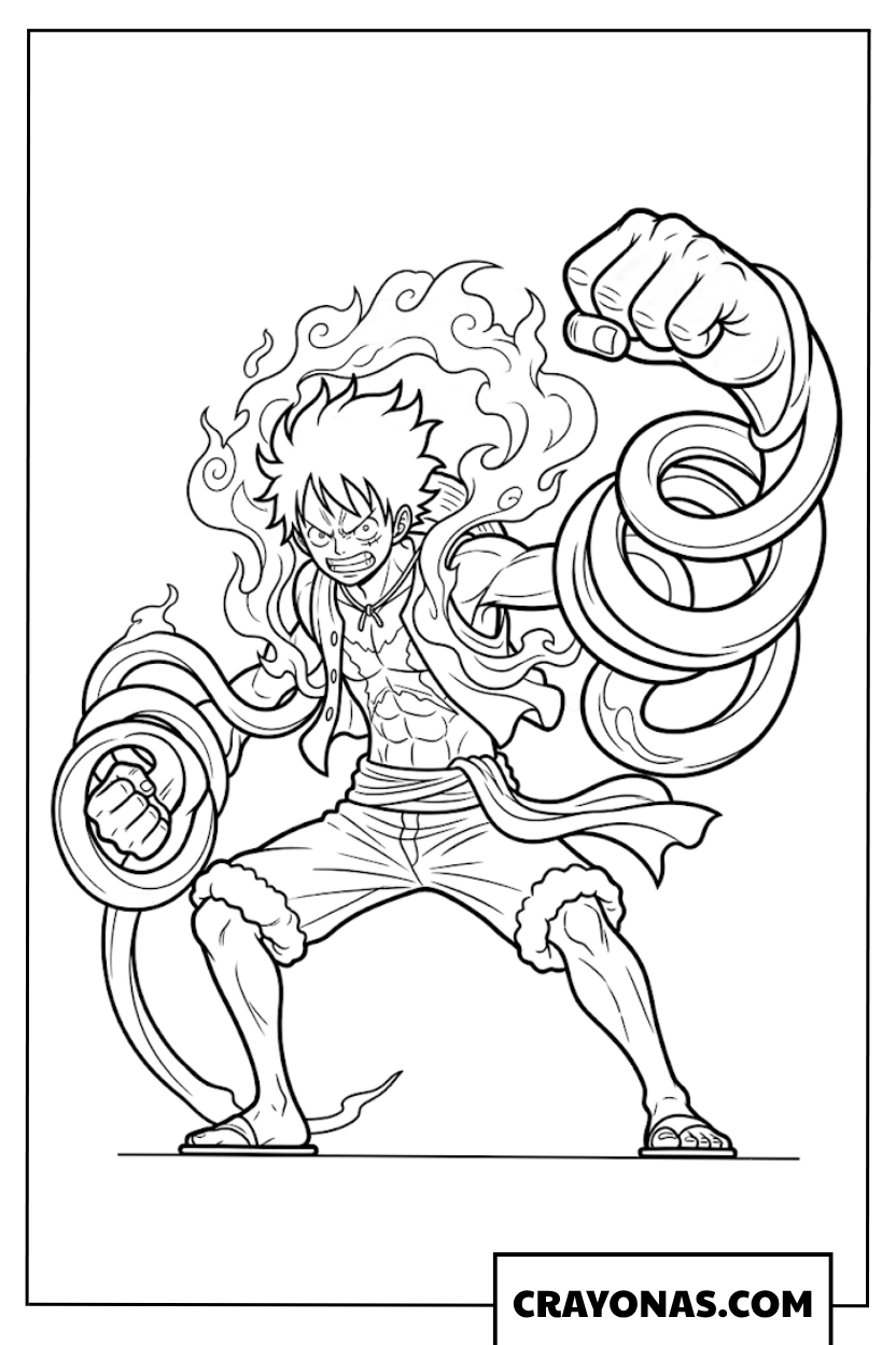 Monkey D Luffy Gear 4 Snakeman Coiling Arms Coloring Page