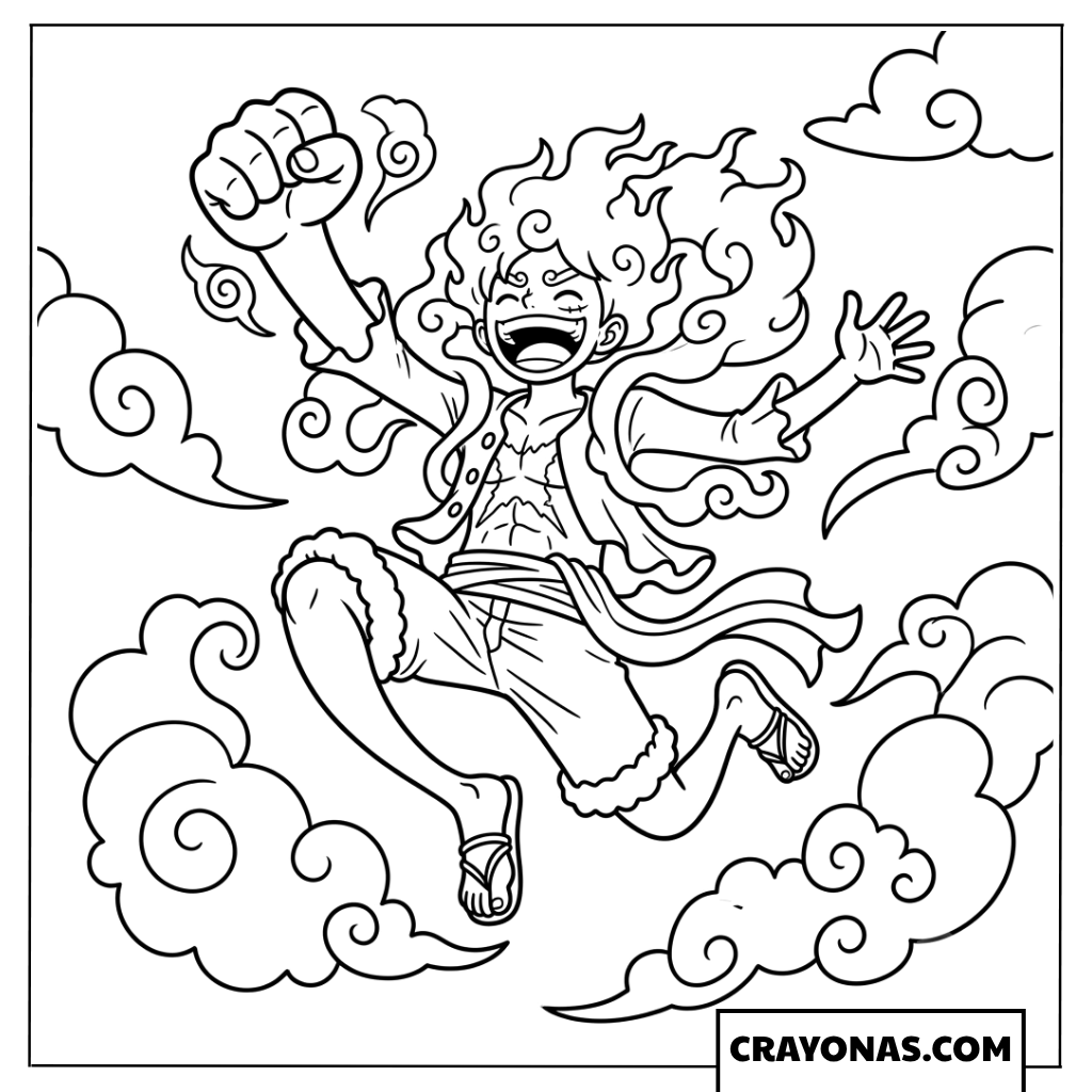 Monkey D Luffy Gear 5 Form One Piece Coloring Page