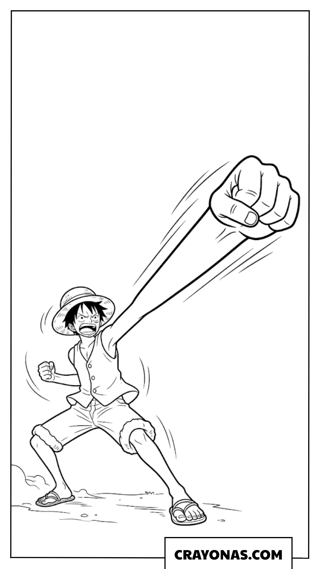Monkey D Luffy Launching Gomu Gomu No Pistol Coloring Page