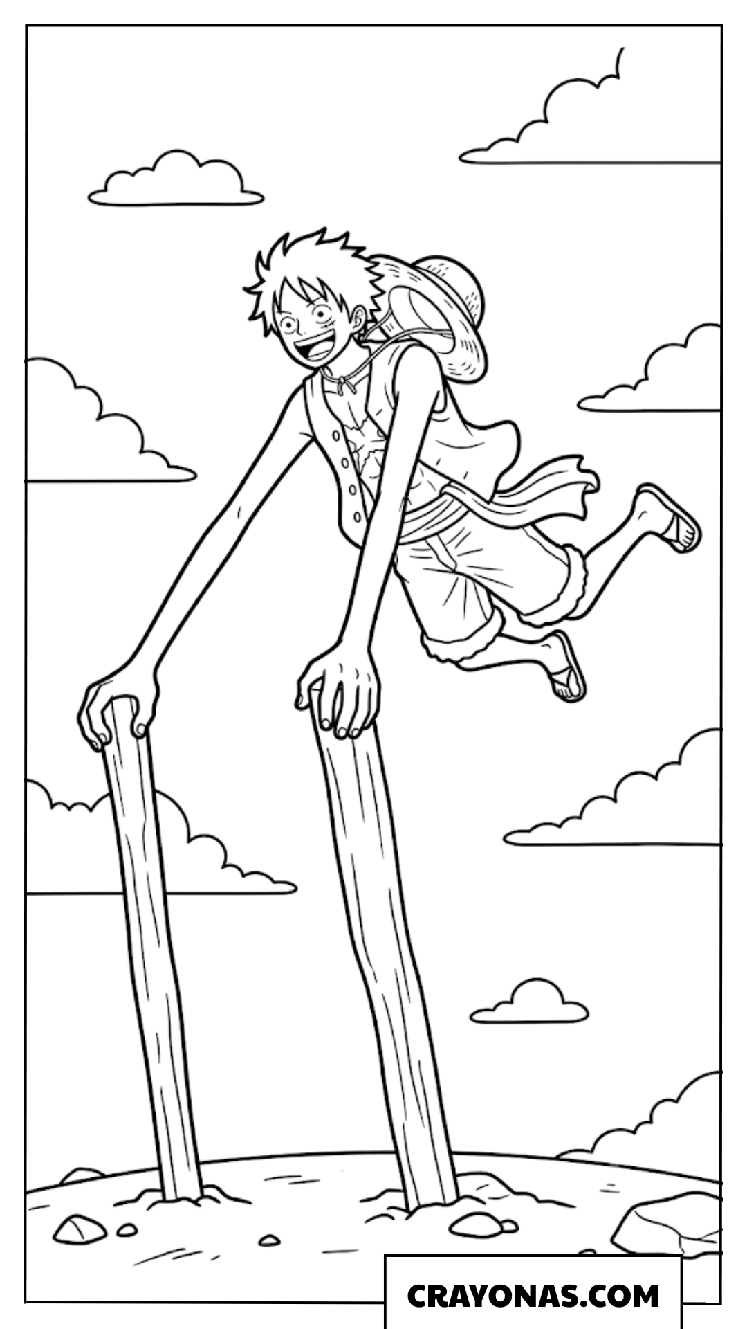 Monkey D Luffy Launching Gomu Gomu No Rocket Coloring Page