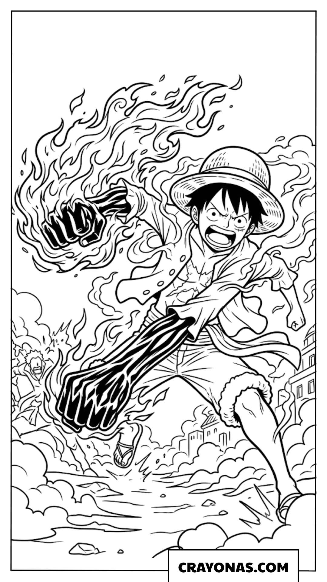 Monkey D Luffy Red Hawk Fiery Punch Coloring Page