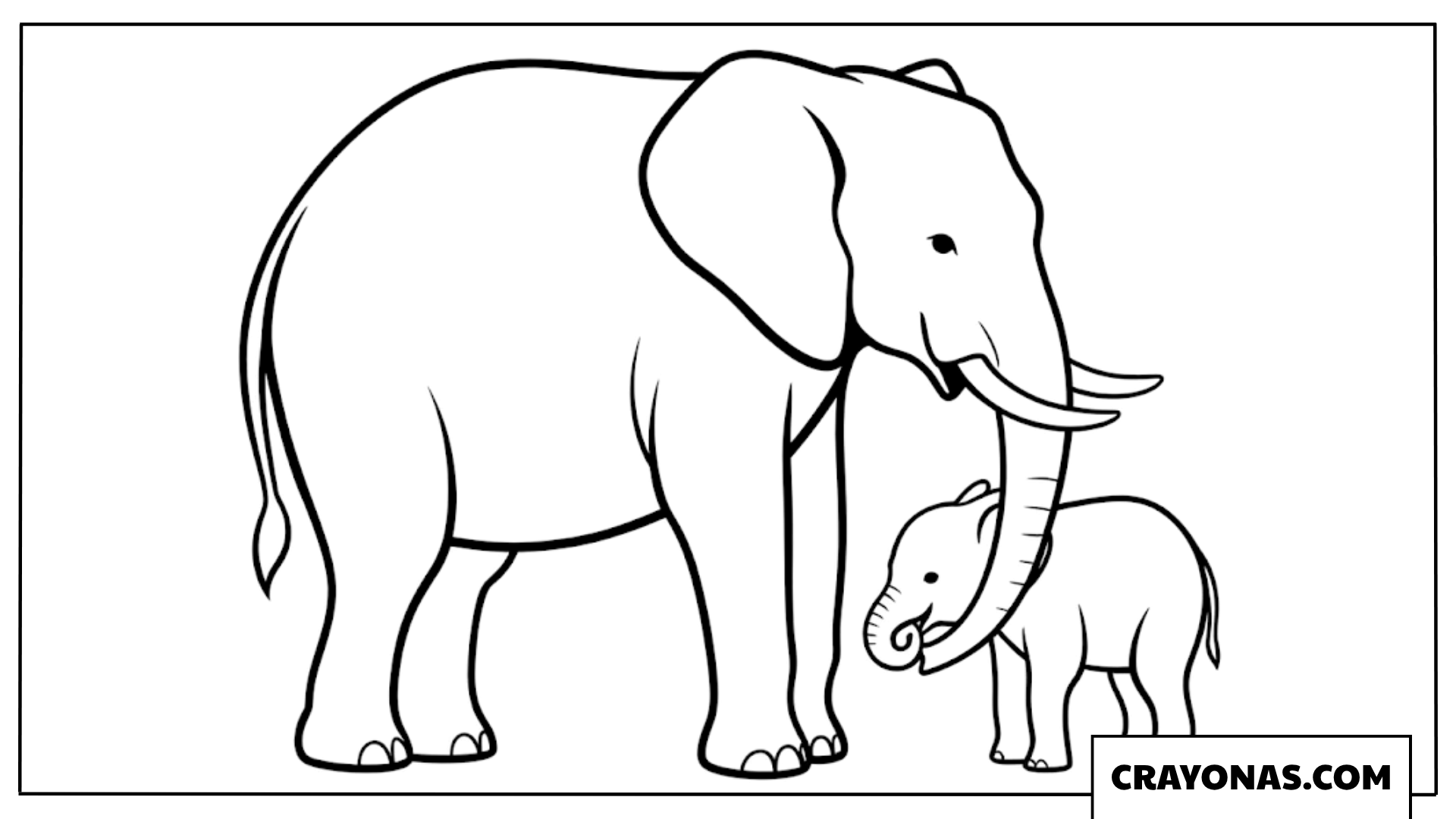 Mother Elephant with Baby Calf Coloring Page