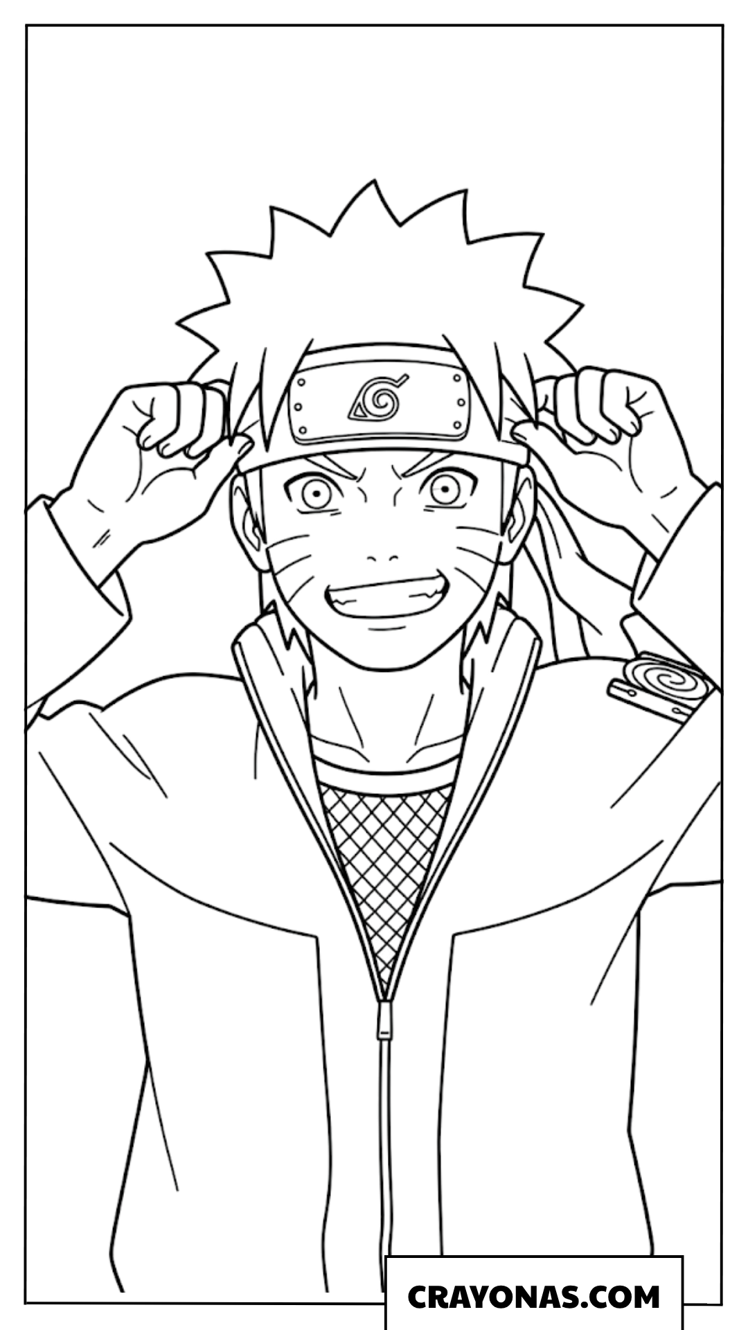Naruto Uzumaki Adjusting Hidden Leaf Headband Coloring Page