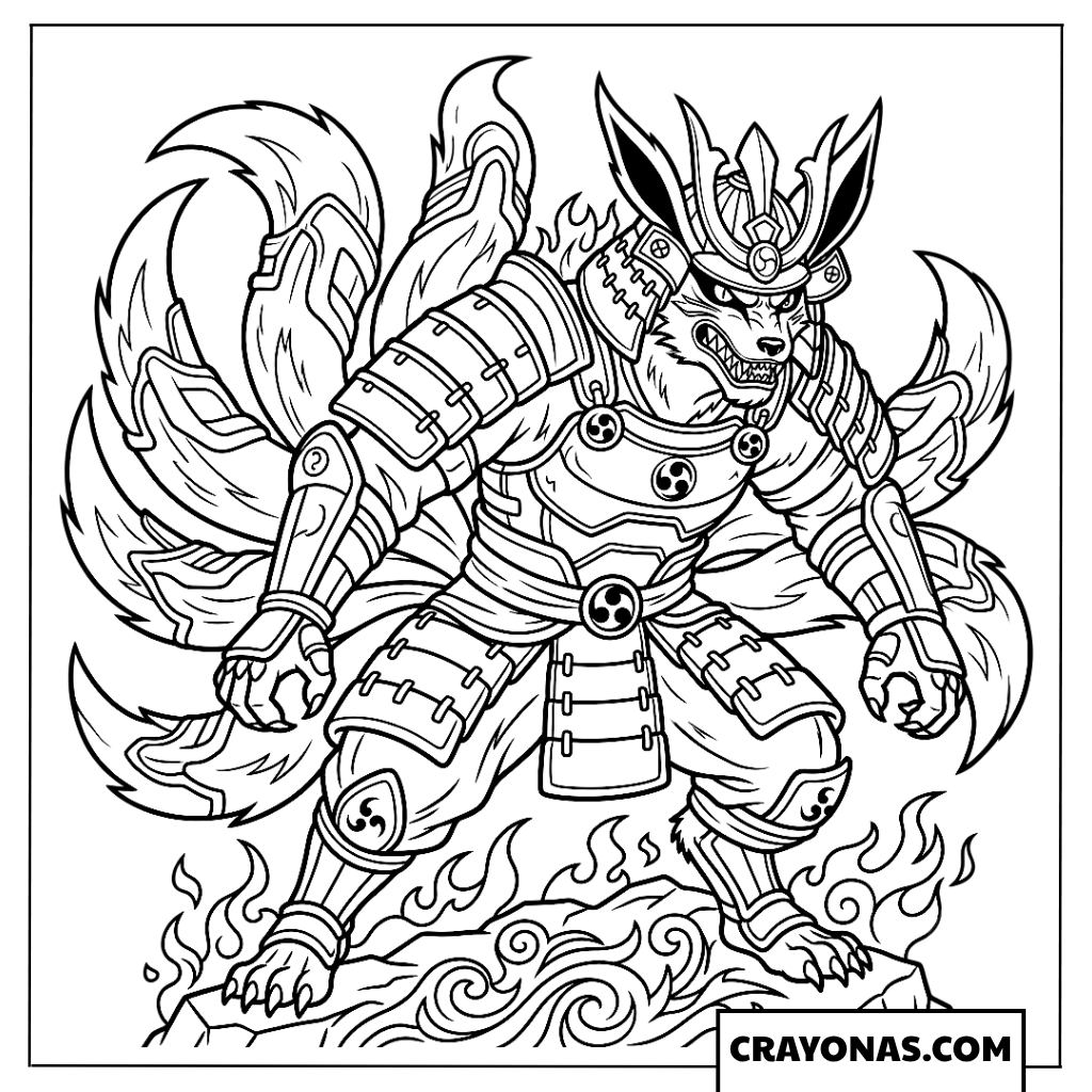 Majestic Attire Susanoo Kurama Fusion Coloring Page