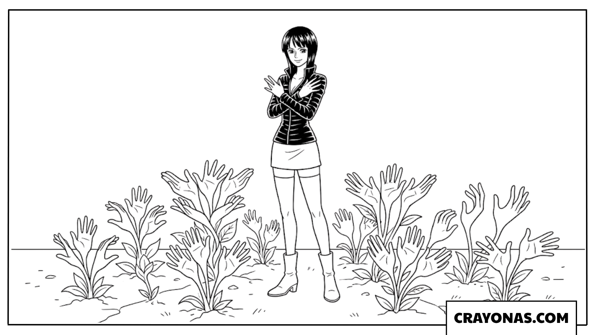 Nico Robin Sprouting Multiple Hands Hana Hana No Mi Coloring Page