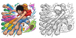 One Piece Coloring Pages Luffy ft - 5