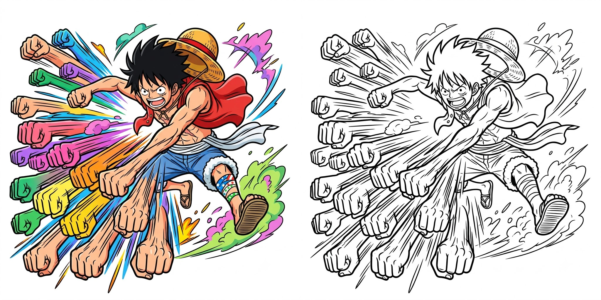 One Piece Coloring Pages Luffy ft - 5