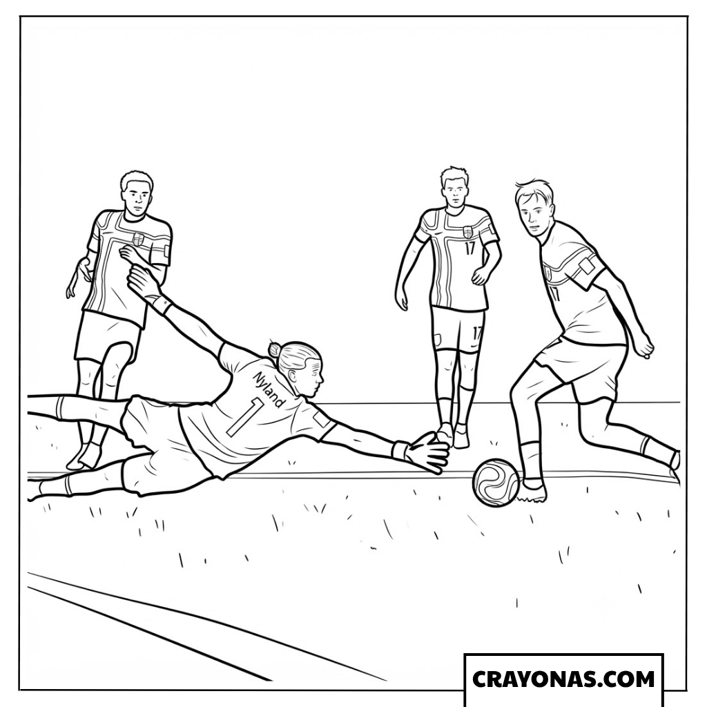 Orjan Nyland Diving Save Coloring Page