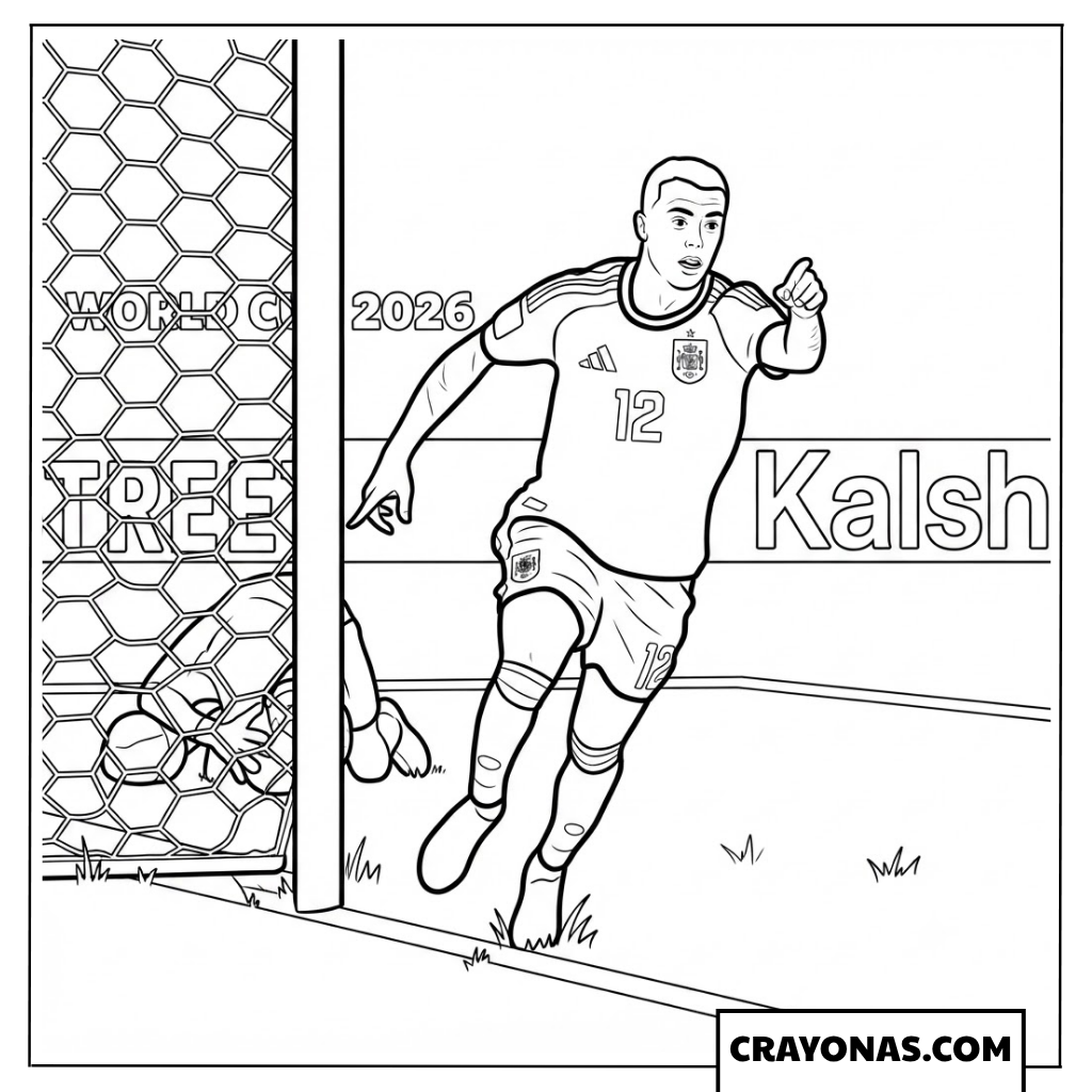 Pedro Porro Joyful Goal Celebration Coloring Page