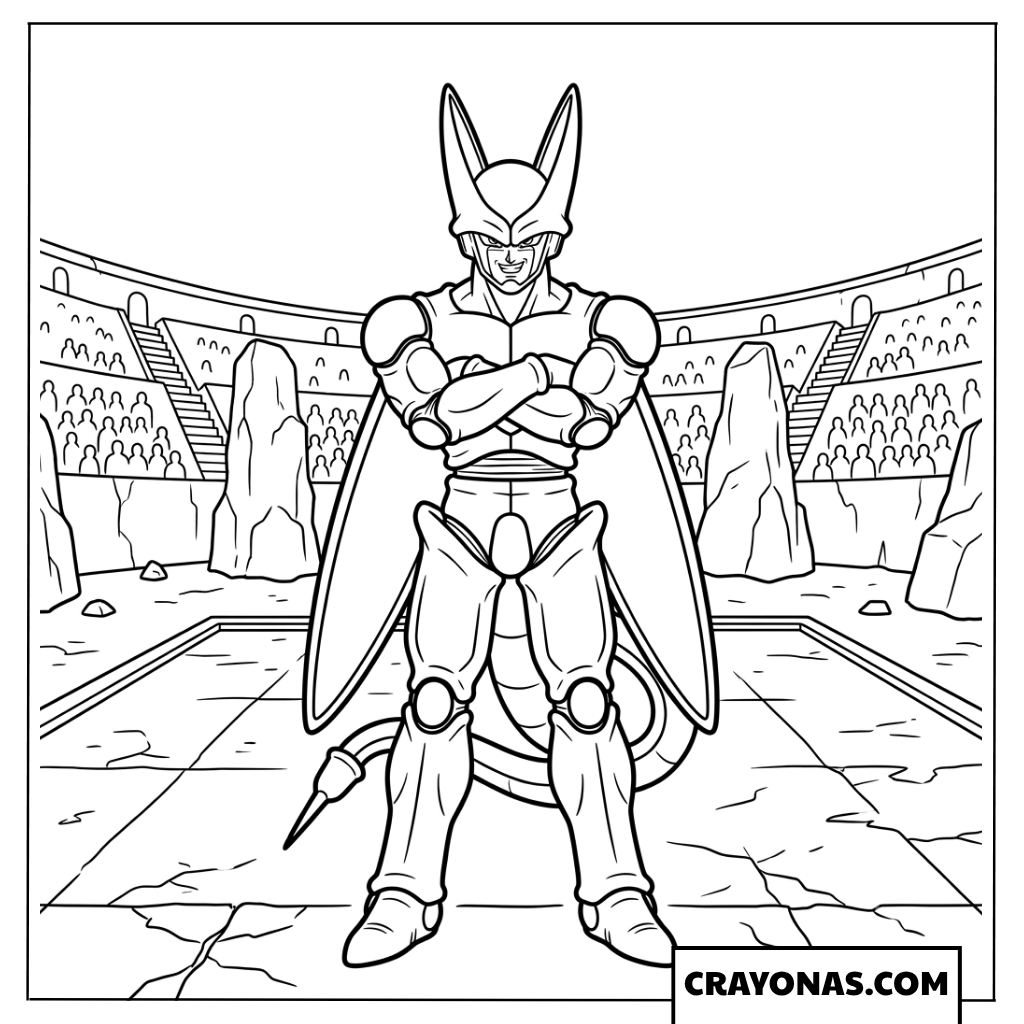 Perfect Cell Standing Inside Cell Games Arena Coloring Page
