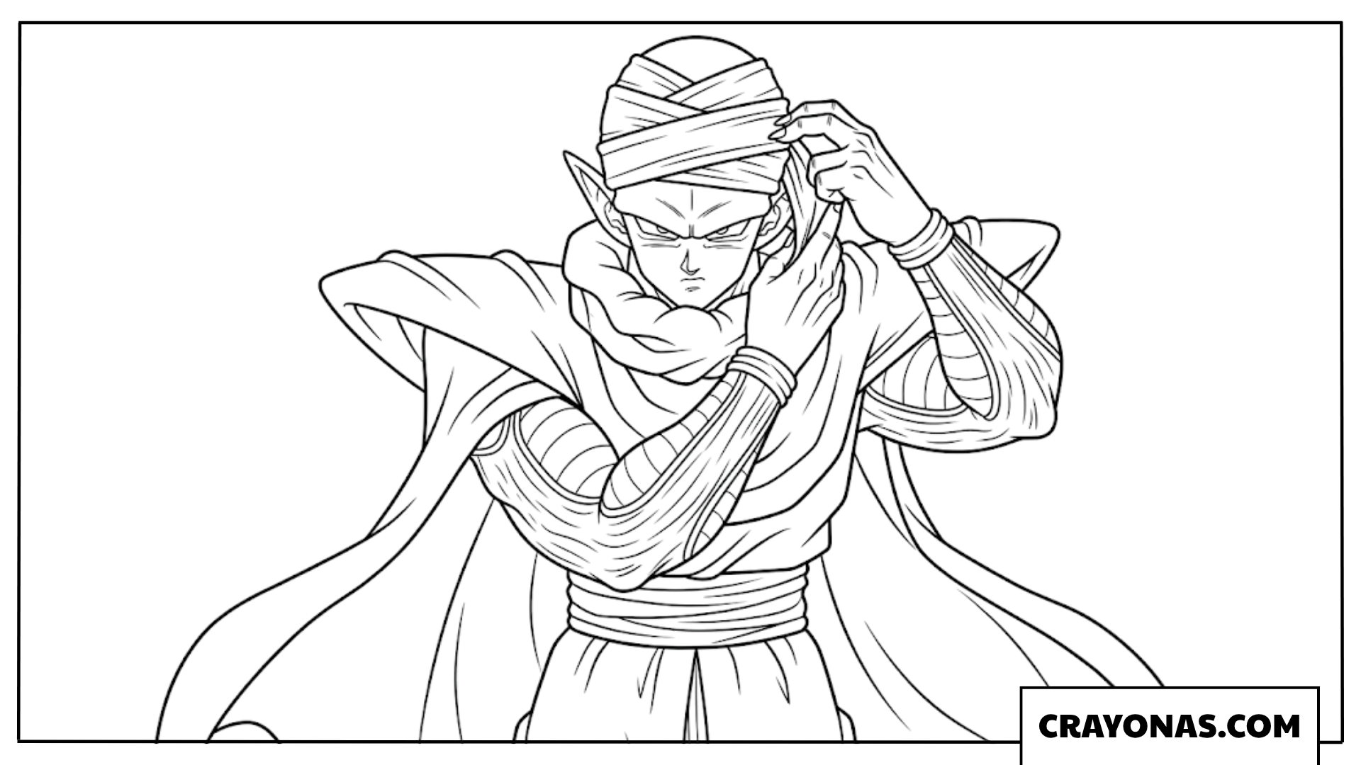 Piccolo Adjusting White Turban and Shoulder Armor Coloring Page