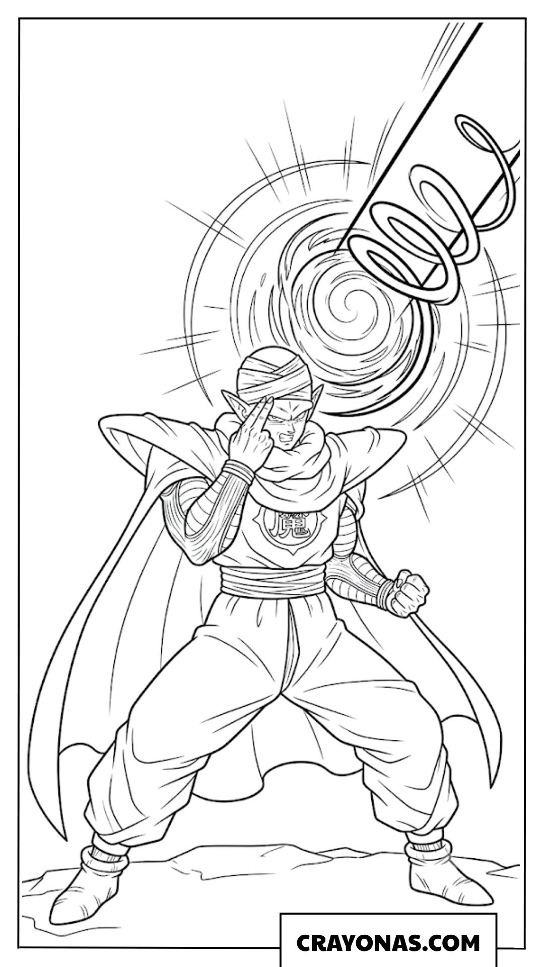 Piccolo Charging Special Beam Cannon Dragon Ball Z Coloring Page