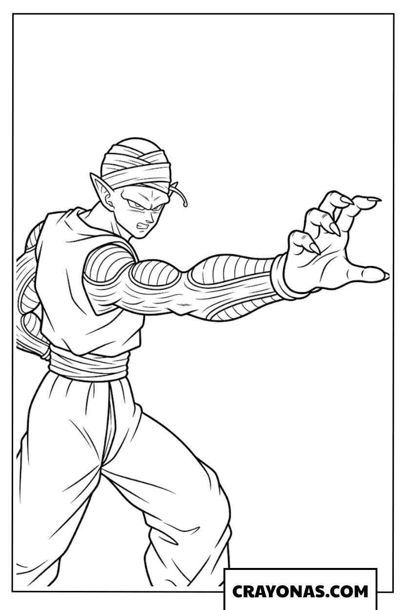 Piccolo Extending Arm for Long Range Grab Attack Coloring Page
