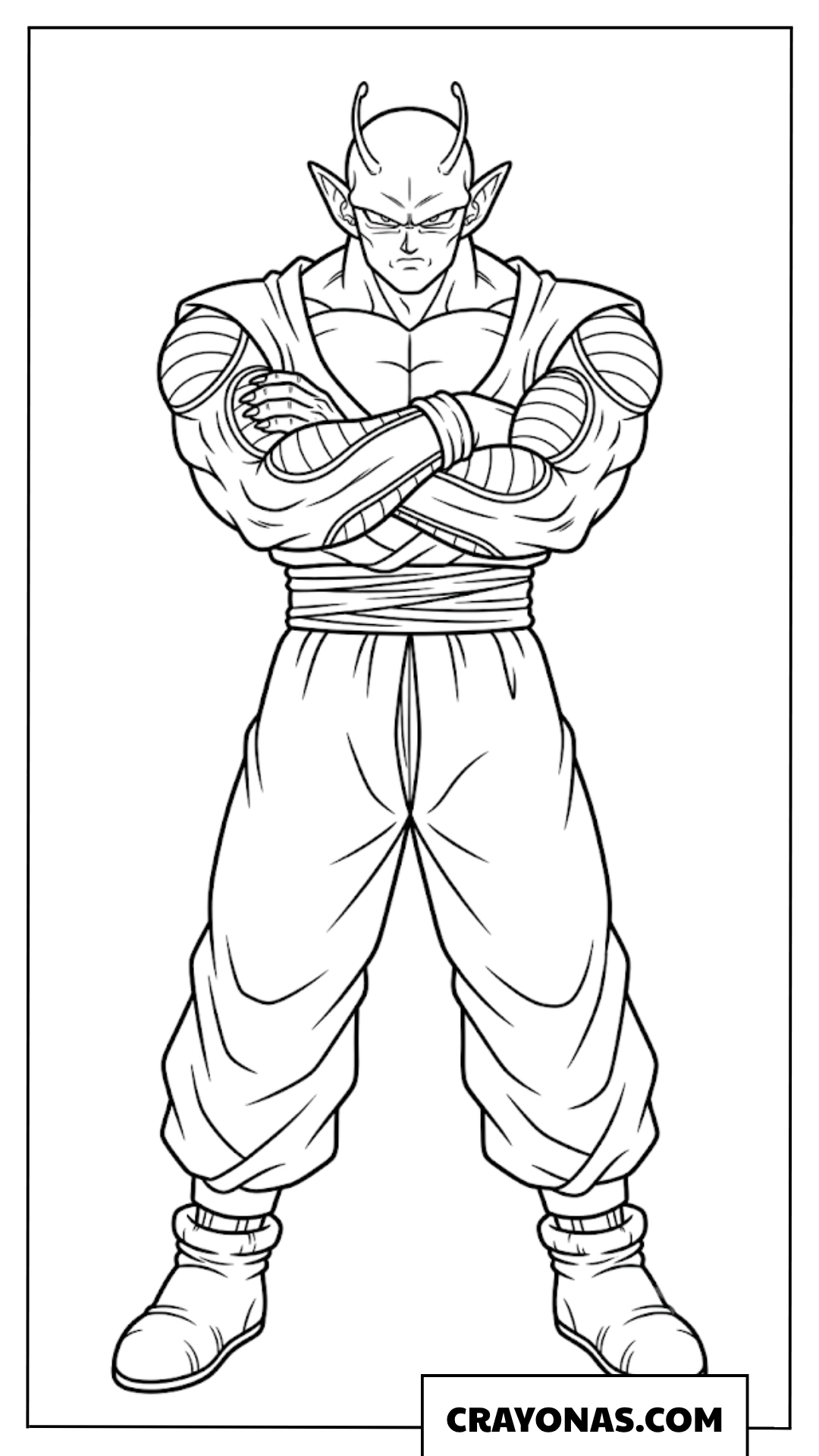 Piccolo Standing Confidently with Crossed Arms Coloring Page