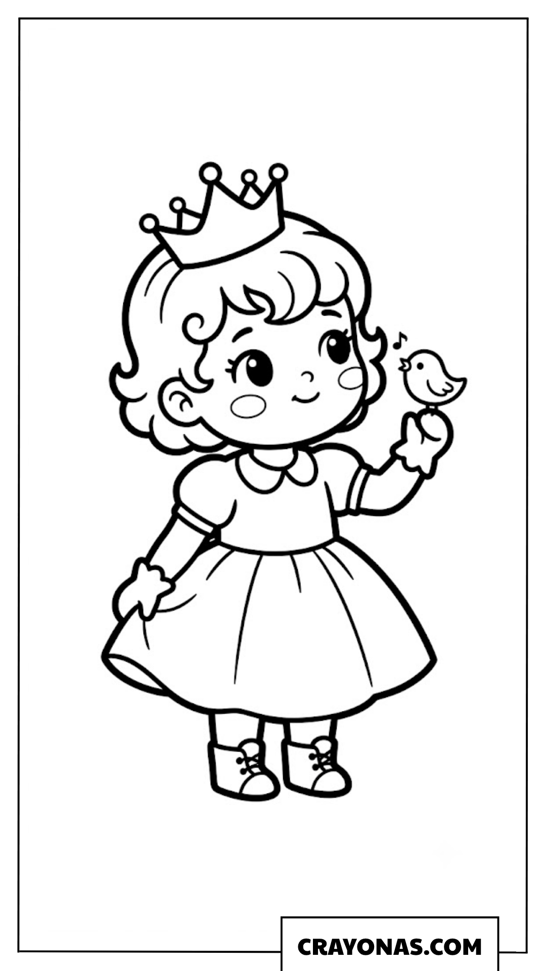 Princess with Little Bird Coloring Page