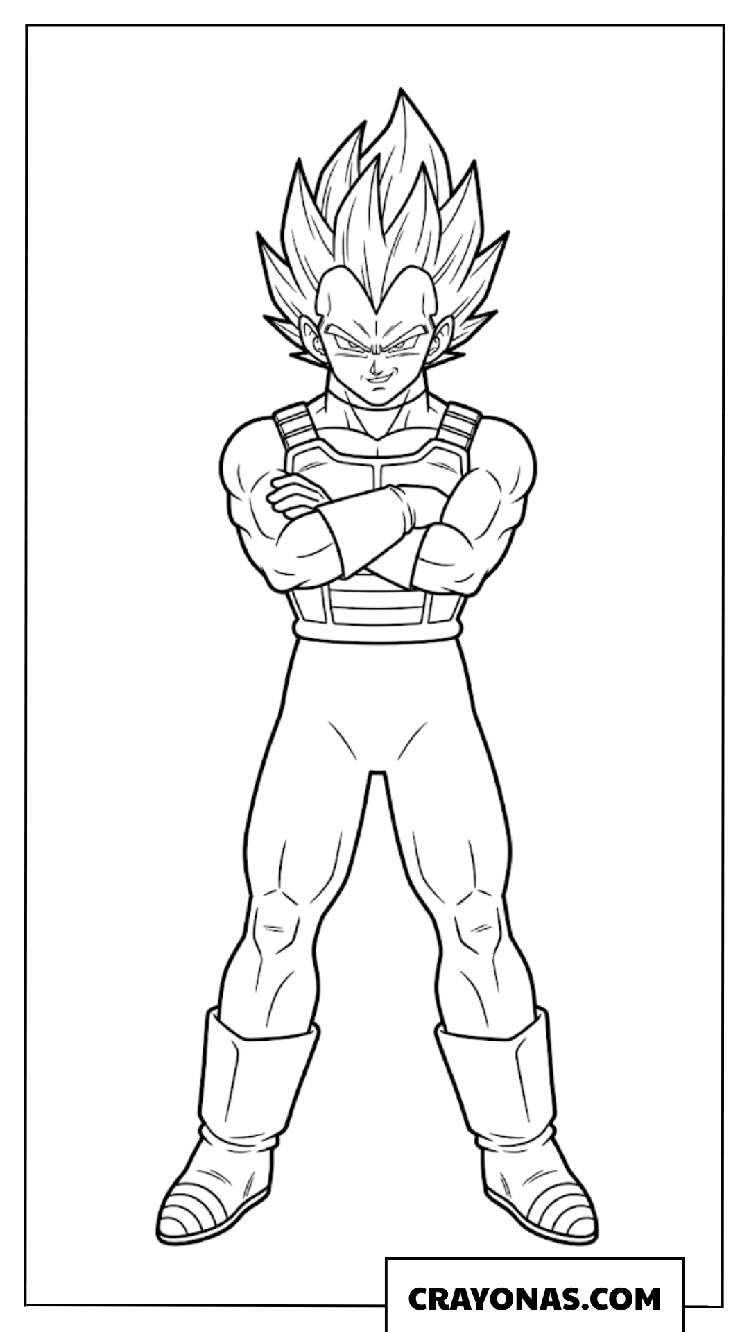 Proud Prince Vegeta Standing Crossed Arms Coloring Page