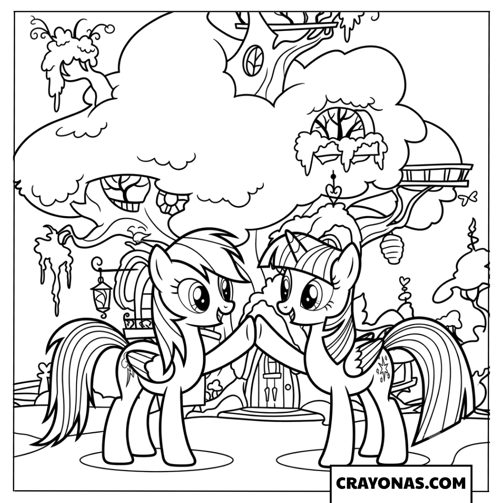 Rainbow Dash And Twilight Sparkle High Five Coloring Page