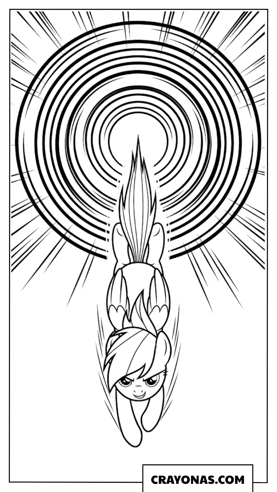 Rainbow Dash Diving Down Sonic Rainboom My Little Pony Coloring Page