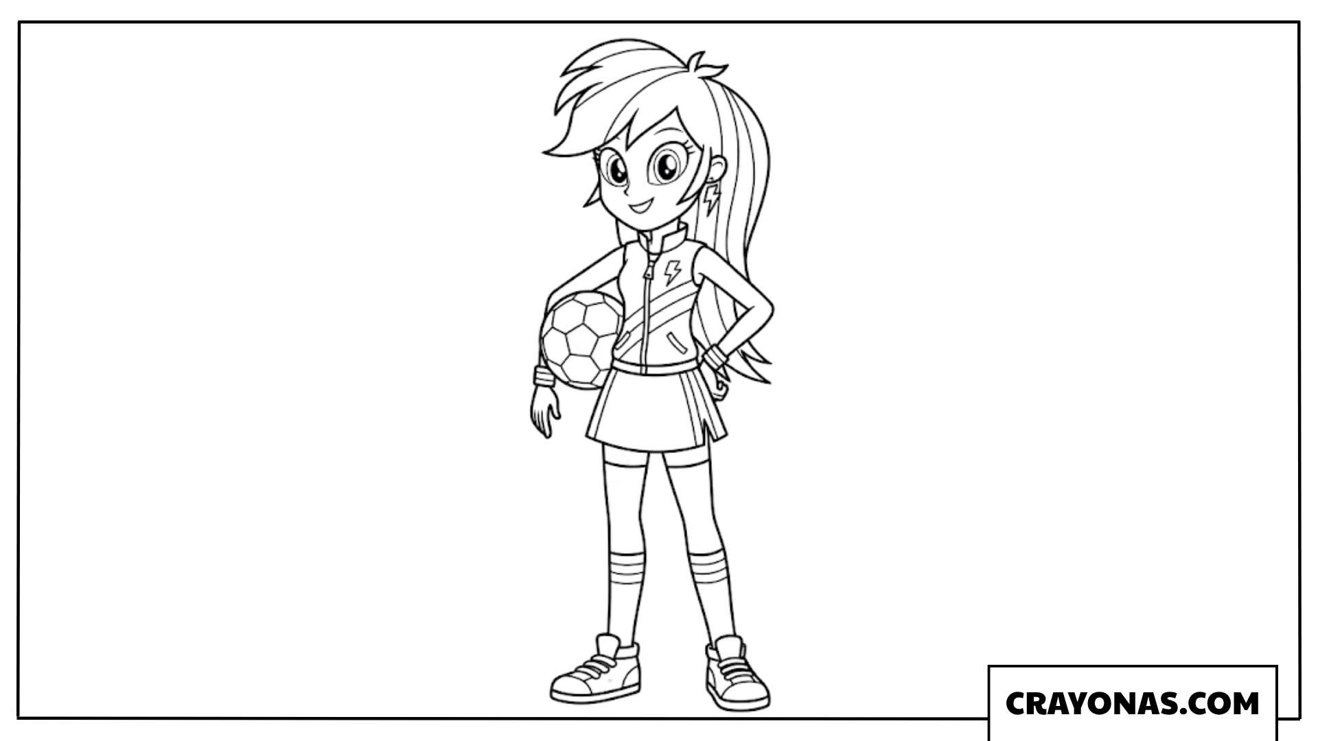 Rainbow Dash Equestria Girls Holding Soccer Ball Coloring Page