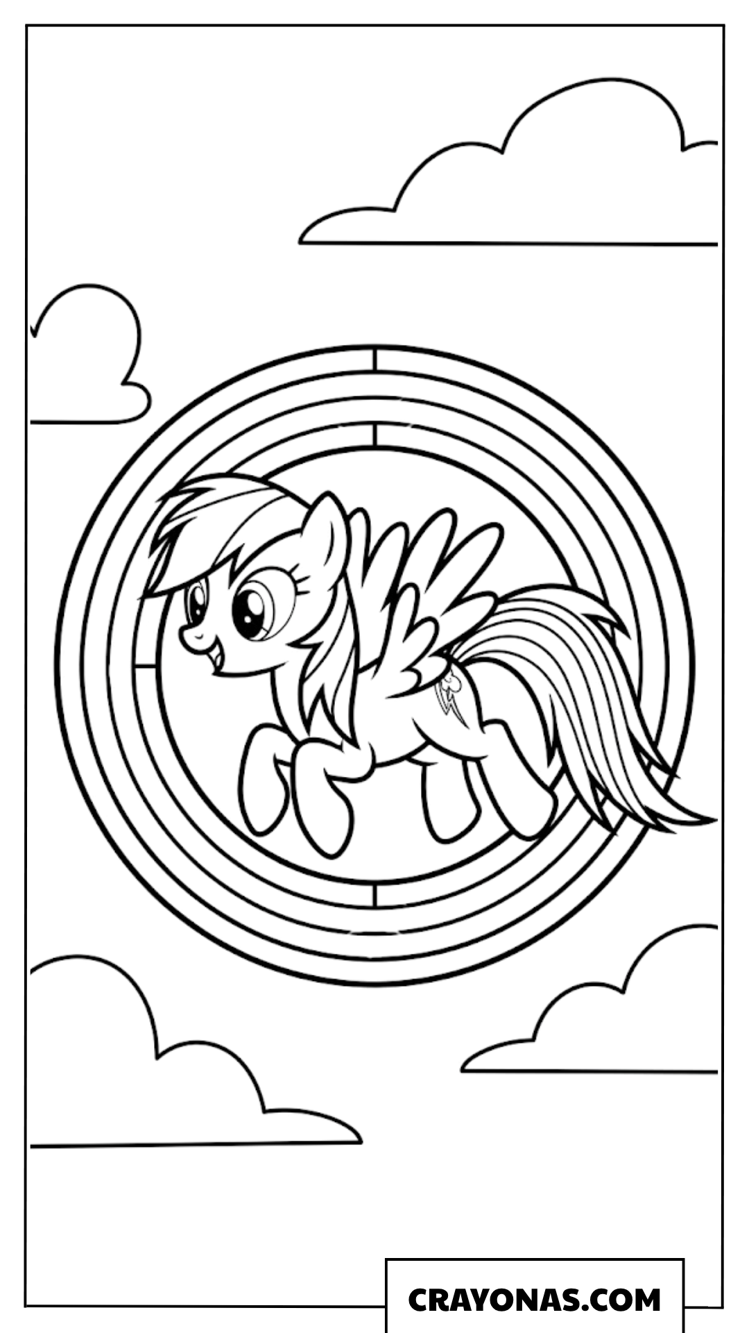 Rainbow Dash Flying Through Target Ring My Little Pony Coloring Page