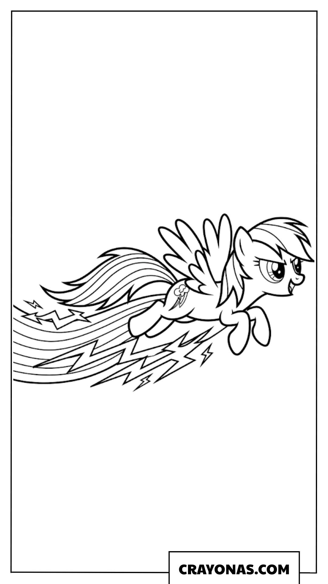 Rainbow Dash Flying With Lightning Trails My Little Pony Coloring Page