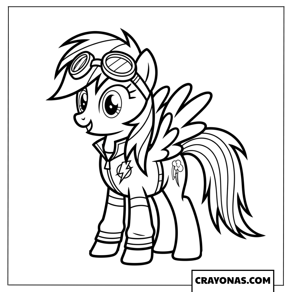Rainbow Dash Wearing Wonderbolt Flight Suit My Little Pony Coloring Page