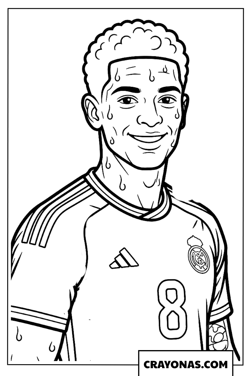 Real Madrid Player Realistic Portrait Coloring Page