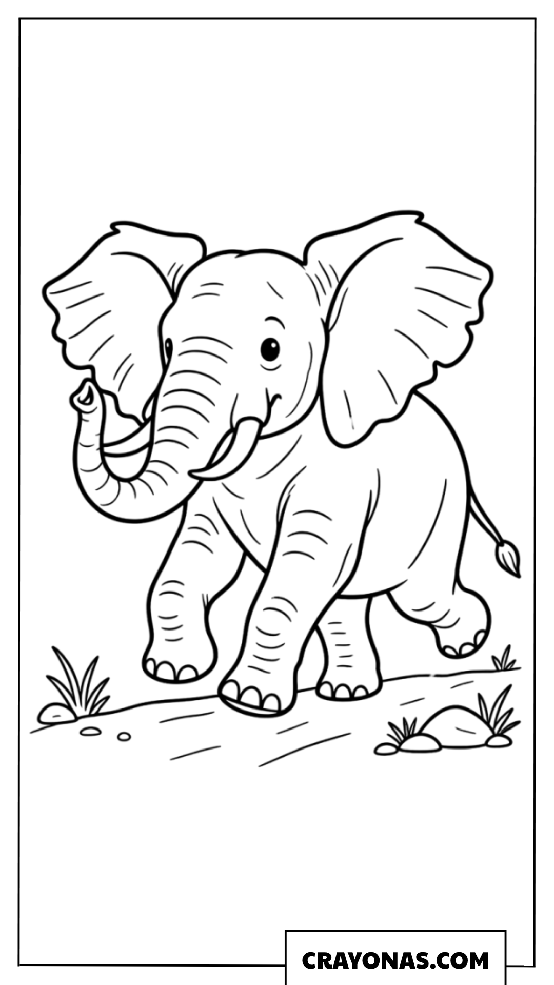 Realistic African Elephant Walking Coloring Page